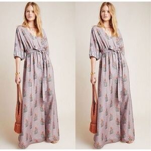NWOT Maxi dress with sequin sleeves and dainty floral pattern